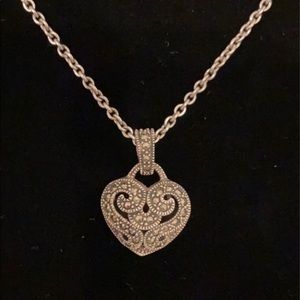 Vintage Judith Jack Puffy Marcasite Heart 18” pendant & necklace